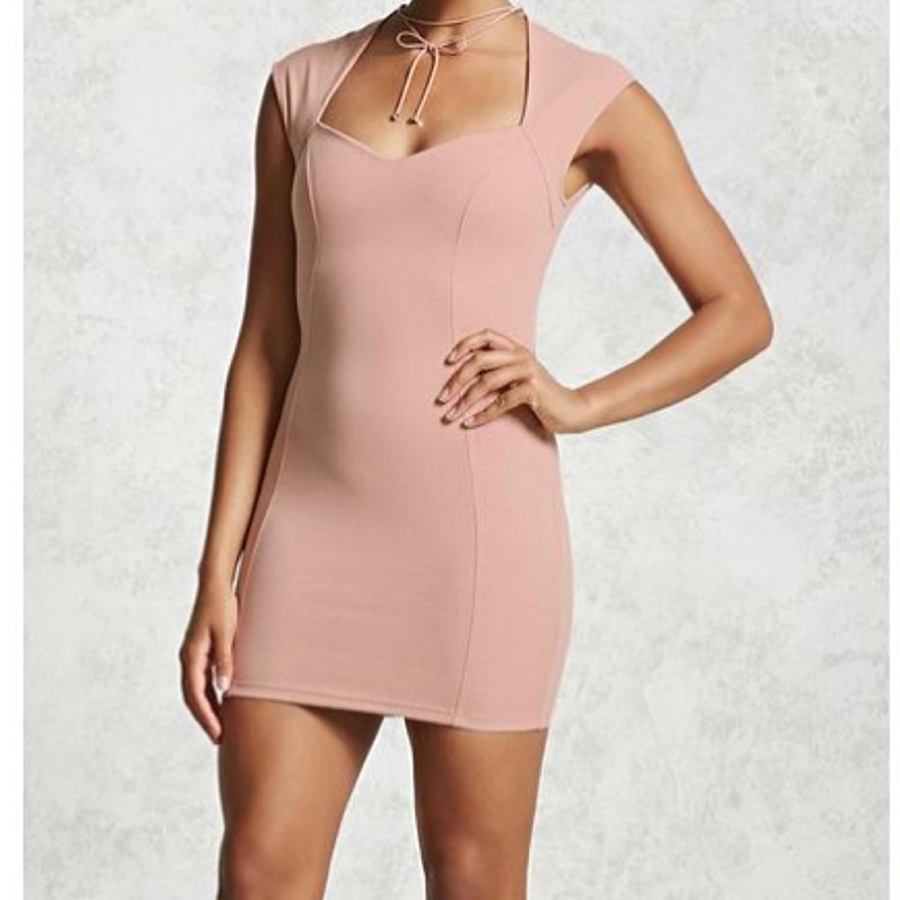 Forever 21 Sweetheart Choker Dress - Nude